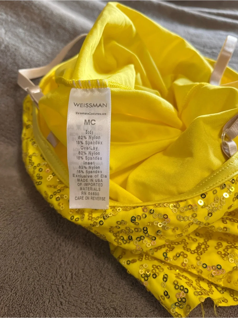 WEISSMAN Sequin Yellow Child Medium Mini Dress Costume Dance EUC